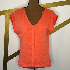 For the Republic Orange top with frayed edges size small